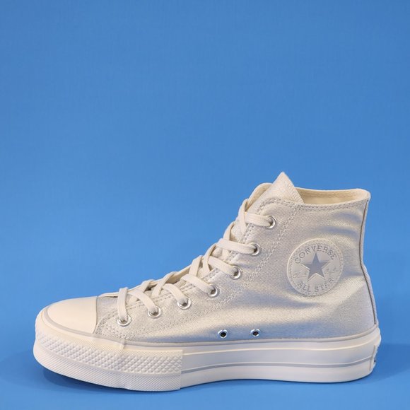 Converse CTAS Lift Metallic Silver Cream Women's Platform Sneakers 571082C NWT - Picture 3 of 6